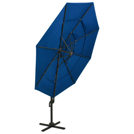 vidaXL Parasol 4-laags met aluminium paal 3x3 m azuurblauw afbeelding3 - 1