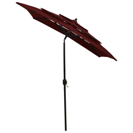 vidaXL Parasol 3-laags met aluminium paal 2x2 m bordeauxrood afbeelding3 - 1