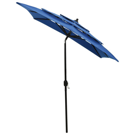 vidaXL Parasol 3-laags met aluminium paal 2x2 m azuurblauw afbeelding3 - 1