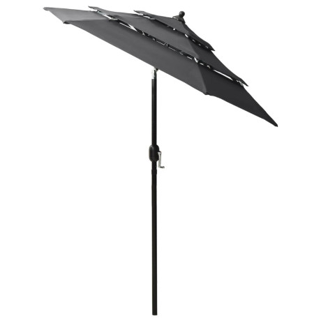 vidaXL Parasol 3-laags met aluminium paal 2 m antracietkleurig afbeelding3 - 1