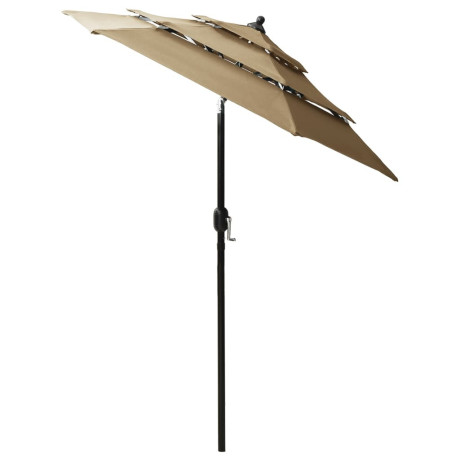 vidaXL Parasol 3-laags met aluminium paal 2 m taupe afbeelding3 - 1