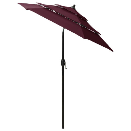 vidaXL Parasol 3-laags met aluminium paal 2 m bordeauxrood afbeelding3 - 1