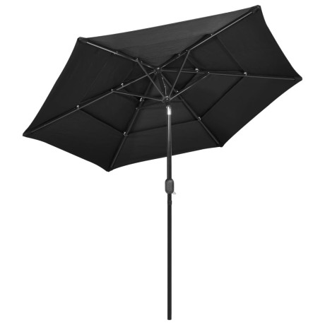 vidaXL Parasol 3-laags met aluminium paal 2,5 m antracietkleurig afbeelding3 - 1