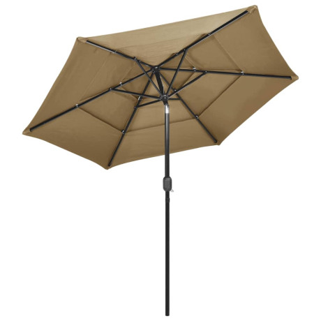 vidaXL Parasol 3-laags met aluminium paal 2,5 m taupe afbeelding3 - 1