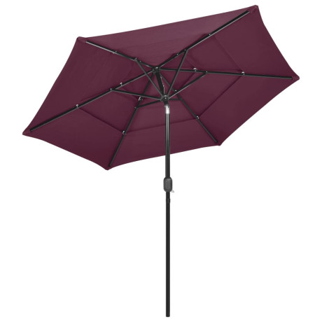 vidaXL Parasol 3-laags met aluminium paal 2,5 m bordeauxrood afbeelding3 - 1