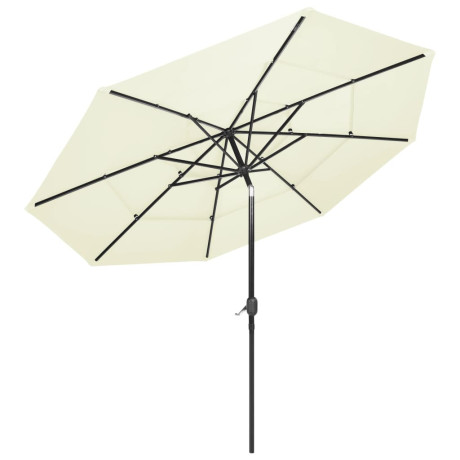 vidaXL Parasol 3-laags met aluminium paal 3 m zandkleurig afbeelding3 - 1