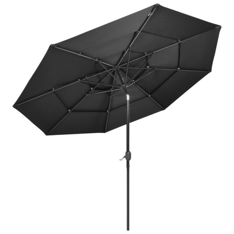 vidaXL Parasol 3-laags met aluminium paal 3 m antracietkleurig afbeelding3 - 1