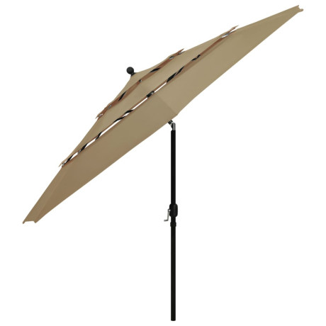 vidaXL Parasol 3-laags met aluminium paal 3,5 m taupe afbeelding3 - 1