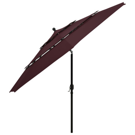 vidaXL Parasol 3-laags met aluminium paal 3,5 m bordeauxrood afbeelding3 - 1