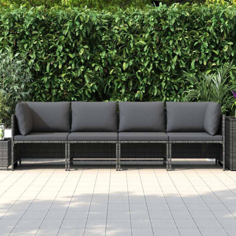 vidaXL Tuinbank 4-zits met kussens poly rattan grijs afbeelding3 - 1