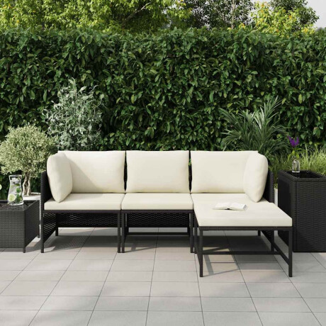vidaXL 4-delige Loungeset met kussens poly rattan zwart afbeelding3 - 1