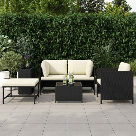 vidaXL 4-delige Loungeset met kussens poly rattan zwart afbeelding3 - 1