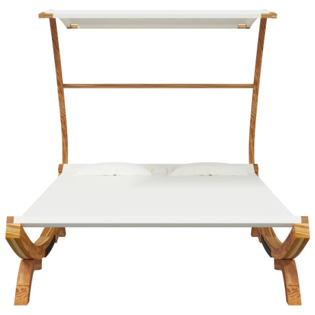 vidaXL Loungebed met luifel 165x203x138 cm massief gebogen hout crème afbeelding3 - 1