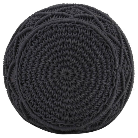 vidaXL Poef macramé handgemaakt 45x30 cm katoen antraciet afbeelding3 - 1