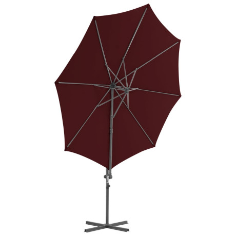 vidaXL Zweefparasol met stalen paal 300 cm bordeauxrood afbeelding3 - 1