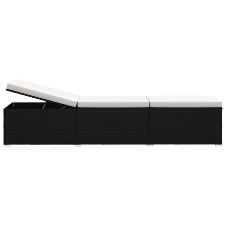 vidaXL 3-delige Ligbeddenset met theetafel poly rattan zwart afbeelding3 - 1
