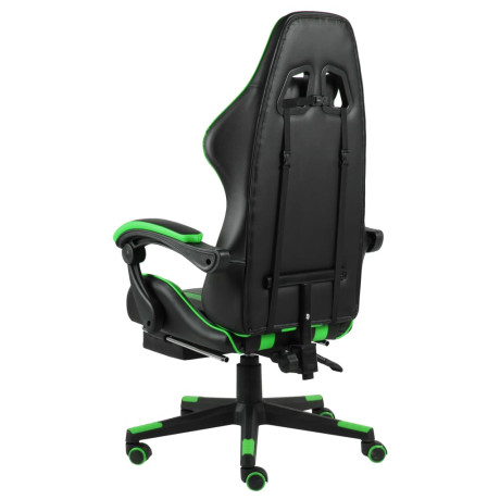 vidaXL Racestoel met voetensteun kunstleer zwart en groen afbeelding3 - 1