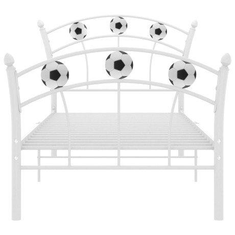 vidaXL Bedframe met voetbaldesign metaal wit 90x200 cm afbeelding3 - 1