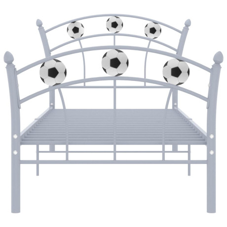 vidaXL Bedframe met voetbaldesign metaal grijs 90x200 cm afbeelding3 - 1