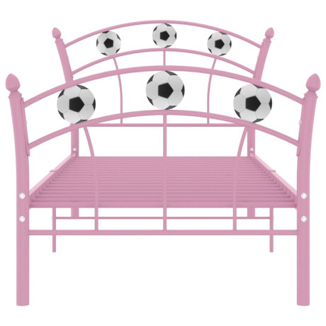 vidaXL Bedframe met voetbaldesign metaal roze 90x200 cm afbeelding3 - 1