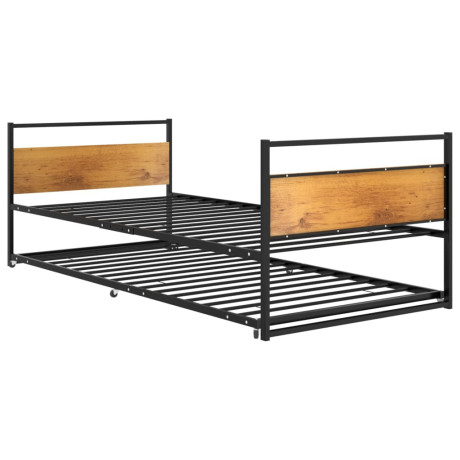 vidaXL Bedframe uitschuifbaar metaal zwart 90x200 cm afbeelding3 - 1