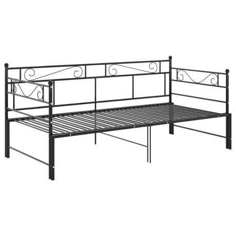 vidaXL Slaapbank uittrekbaar metaal zwart 90x200 cm afbeelding3 - 1