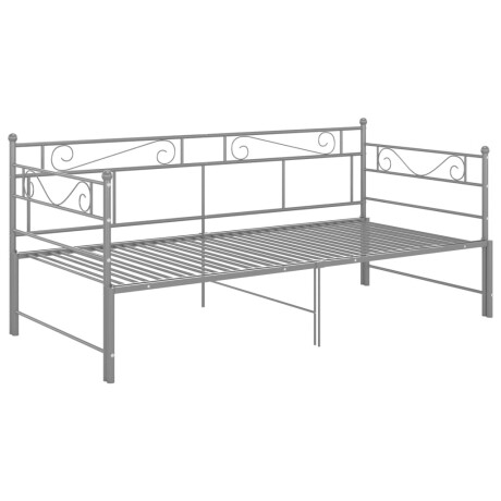 vidaXL Slaapbank uittrekbaar metaal grijs 90x200 cm afbeelding3 - 1