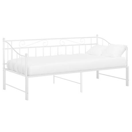 vidaXL Slaapbank uittrekbaar metaal wit 90x200 cm afbeelding3 - 1