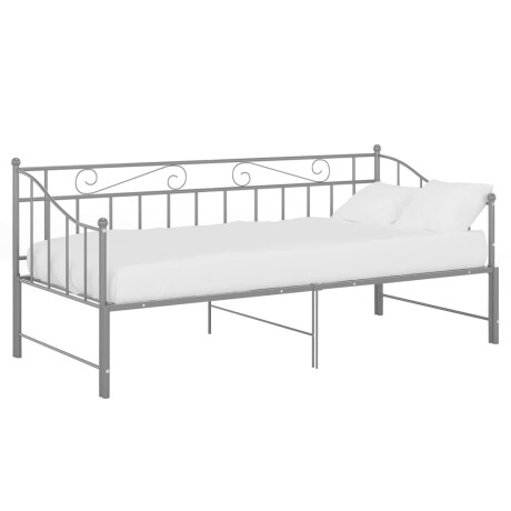 vidaXL Slaapbank uittrekbaar metaal grijs 90x200 cm afbeelding3 - 1