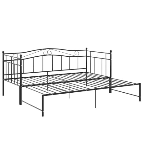 vidaXL Slaapbank uittrekbaar metaal zwart 90x200 cm afbeelding3 - 1