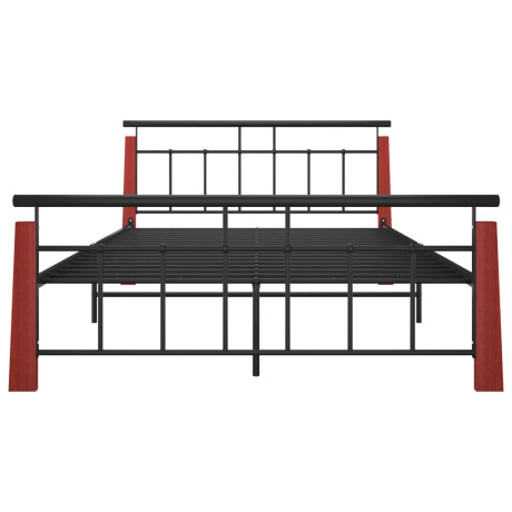 vidaXL Bedframe metaal en massief eikenhout 140x200 cm afbeelding3 - 1