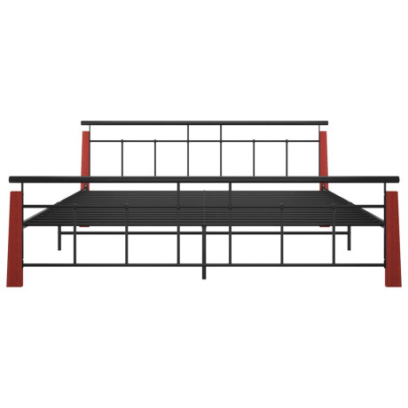 vidaXL Bedframe metaal en massief eikenhout 200x200 cm afbeelding3 - 1