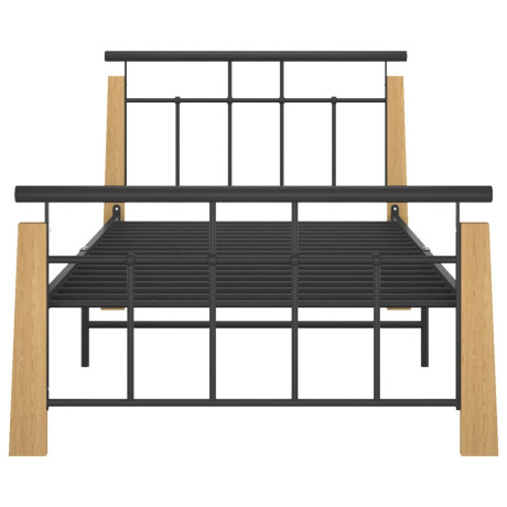 vidaXL Bedframe metaal en massief eikenhout 90x200 cm afbeelding3 - 1