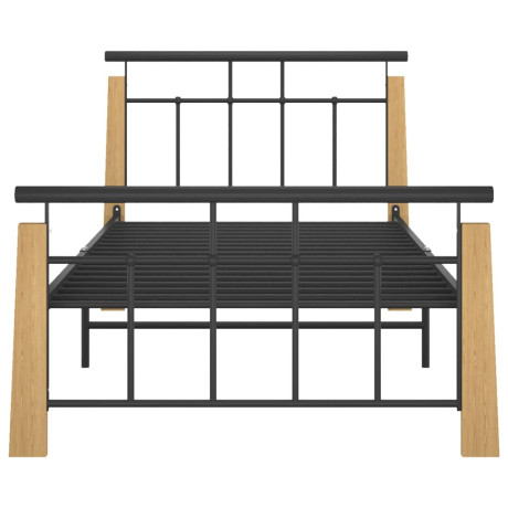 vidaXL Bedframe metaal en massief eikenhout 100x200 cm afbeelding3 - 1