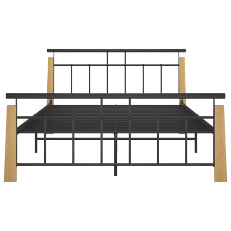 vidaXL Bedframe metaal en massief eikenhout 140x200 cm afbeelding3 - 1