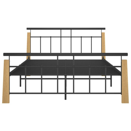 vidaXL Bedframe metaal en massief eikenhout 140x200 cm afbeelding3 - 1