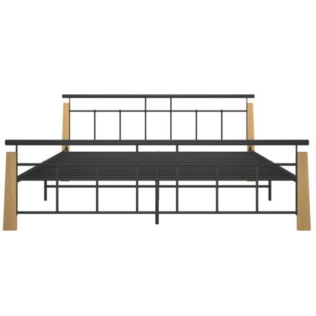 vidaXL Bedframe metaal en massief eikenhout 180x200 cm afbeelding3 - 1