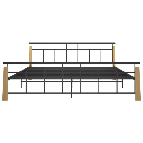 vidaXL Bedframe metaal en massief eikenhout 200x200 cm afbeelding3 - 1