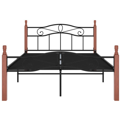 vidaXL Bedframe metaal en massief eikenhout zwart 120x200 cm afbeelding3 - 1