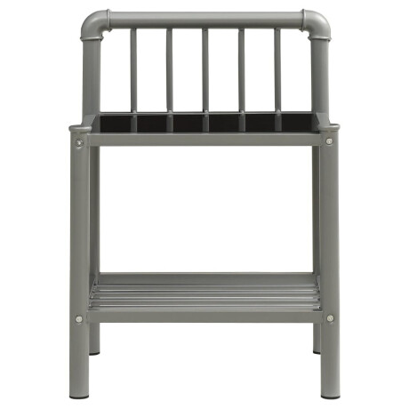 vidaXL Nachtkastje 45x34,5x62,5 cm metaal en glas grijs en zwart afbeelding3 - 1
