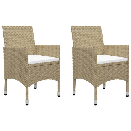 vidaXL 3-delige Bistroset poly rattan en gehard glas beige afbeelding3 - 1