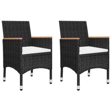 vidaXL 3-delige Bistroset poly rattan en acaciahout zwart afbeelding3 - 1
