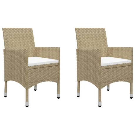 vidaXL 3-delige Bistroset poly rattan en gehard glas beige afbeelding3 - 1