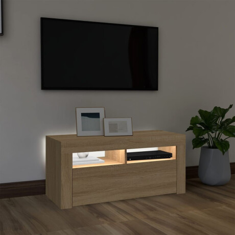vidaXL Tv-meubel met LED-verlichting 90x35x40 cm sonoma eikenkleurig afbeelding3 - 1