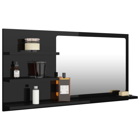 vidaXL Badkamerspiegel 90x10,5x45 cm bewerkt hout hoogglans zwart afbeelding3 - 1