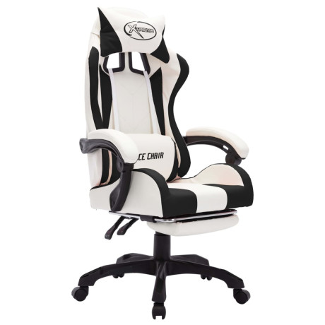 vidaXL Racestoel met RGB LED-verlichting kunstleer zwart en wit afbeelding3 - 1