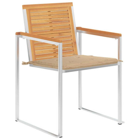 vidaXL Tuinstoelen 2 st met kussens massief teakhout en staal afbeelding3 - 1