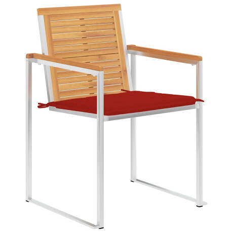 vidaXL Tuinstoelen 2 st met kussens massief teakhout en staal afbeelding3 - 1