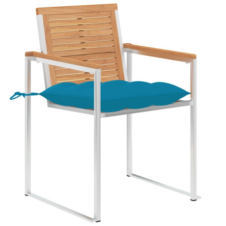 vidaXL Tuinstoelen 2 st met kussens massief teakhout en staal afbeelding3 - 1