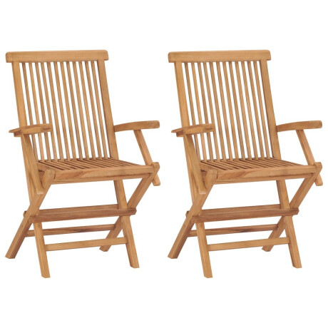 vidaXL Tuinstoelen 2 st met groene kussens massief teakhout afbeelding3 - 1